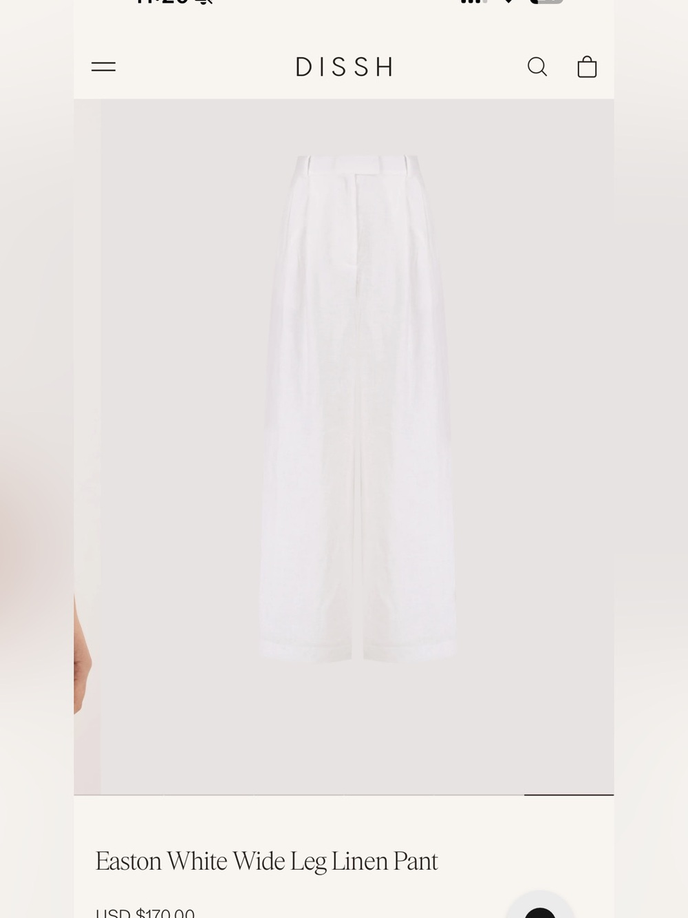 DISSH Easton White Wide Leg Linen Pant